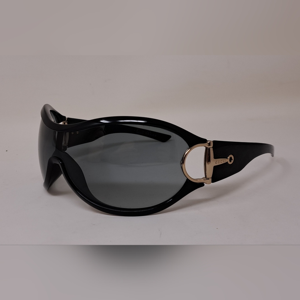 Gucci Women's Sunglasses Vintage Y2K Wrap Black Gray Gold Horsebit GG2561/S - Picture 9 of 16